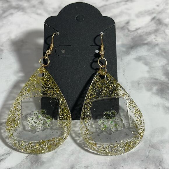 Handcrafted Resin Dangle Earrings with Fishhook Style Posts and Rubber Backs - Picture 1 of 4